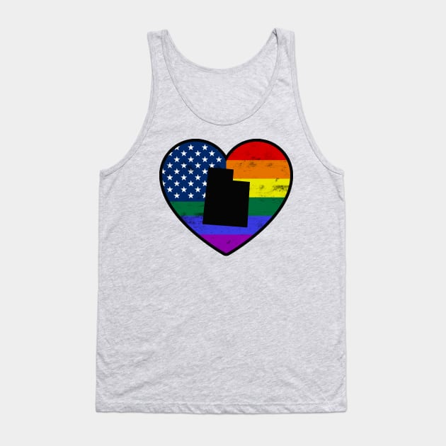 Utah United States Gay Pride Flag Heart Tank Top by TextTees